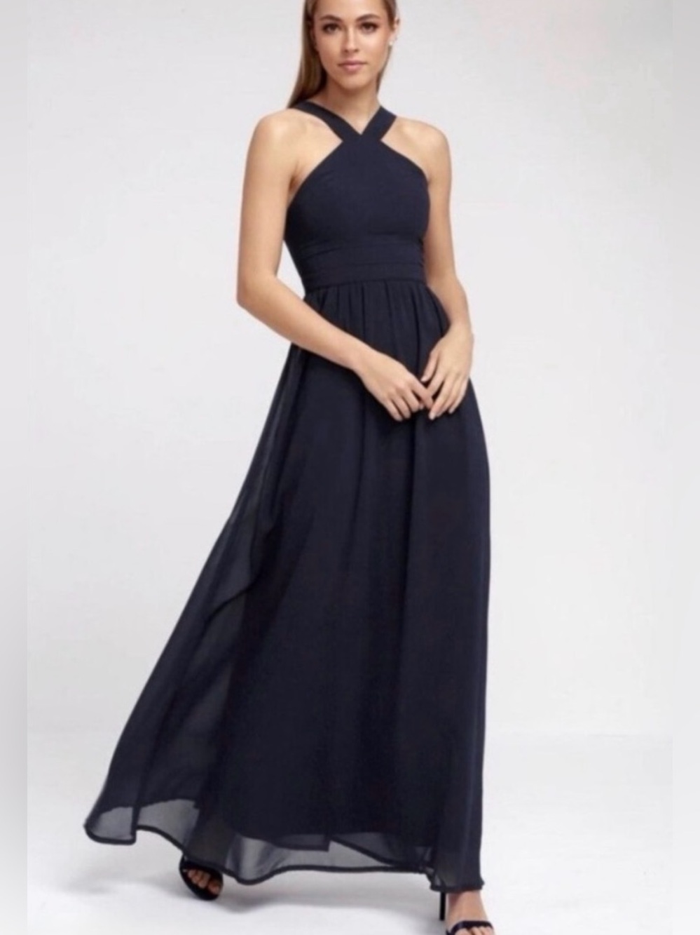 Lulu’s Navy Halter Long Dress